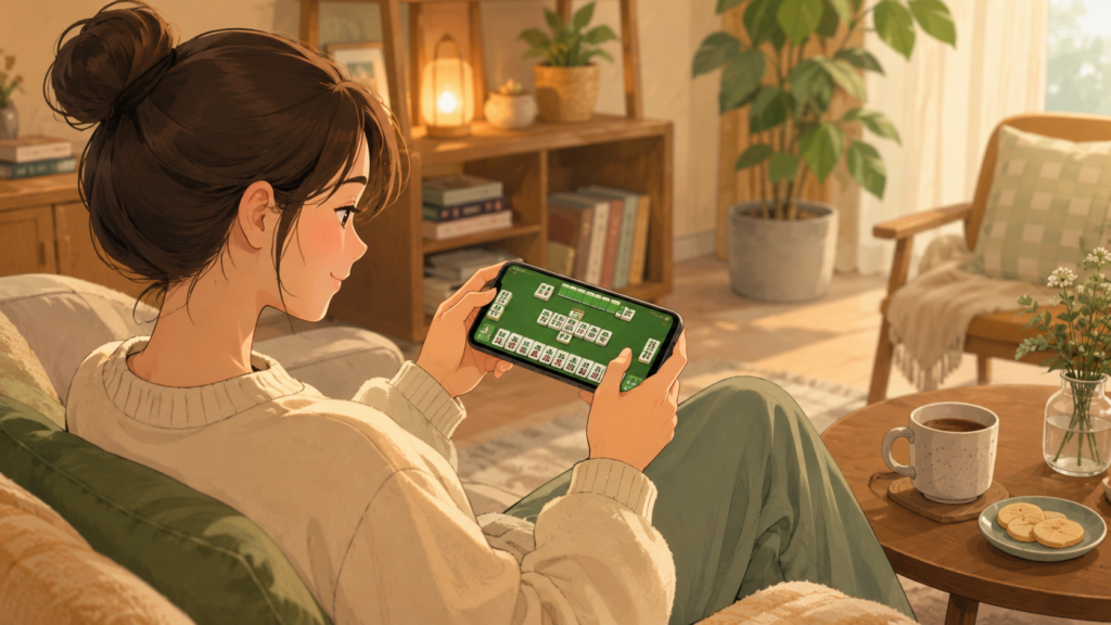 麻雀牌が並ぶテーブル
